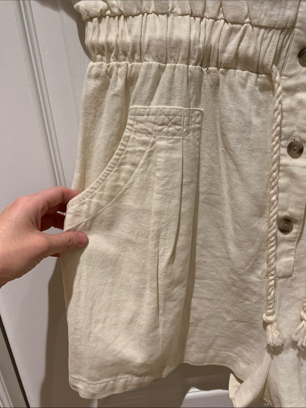 Universal Thread Cream Short-Sleeve Drawstring Romper - Picture 7 of 14